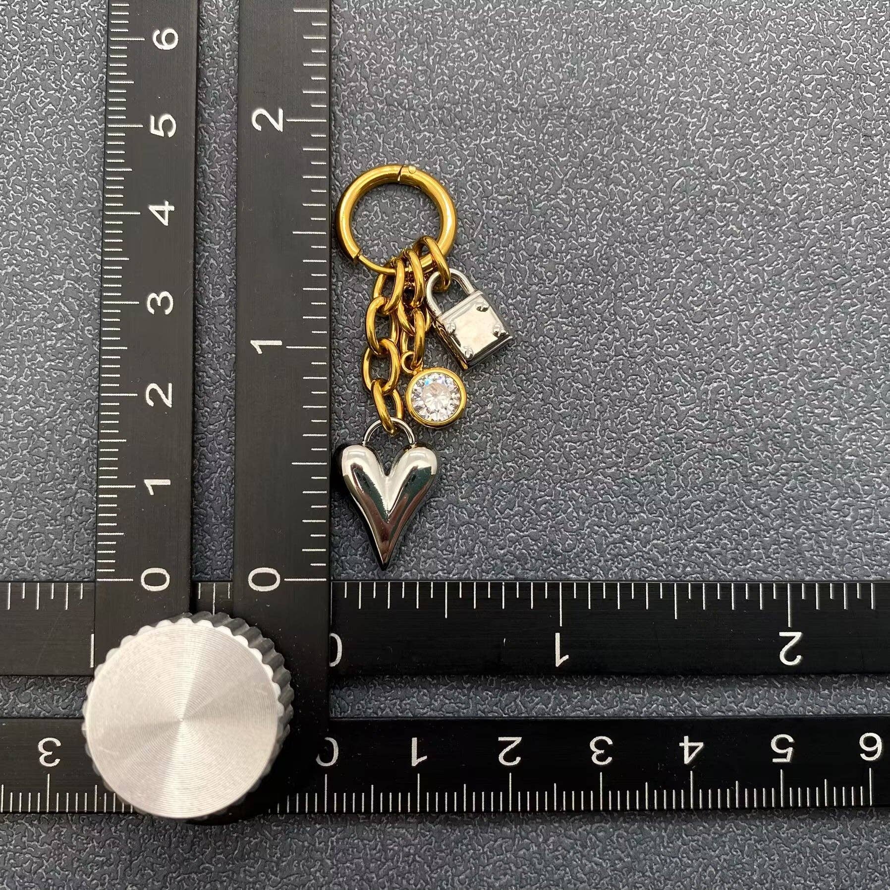 Heart & Lock Two Tone 18K Gold Plated S.Steel Earrings - FGS