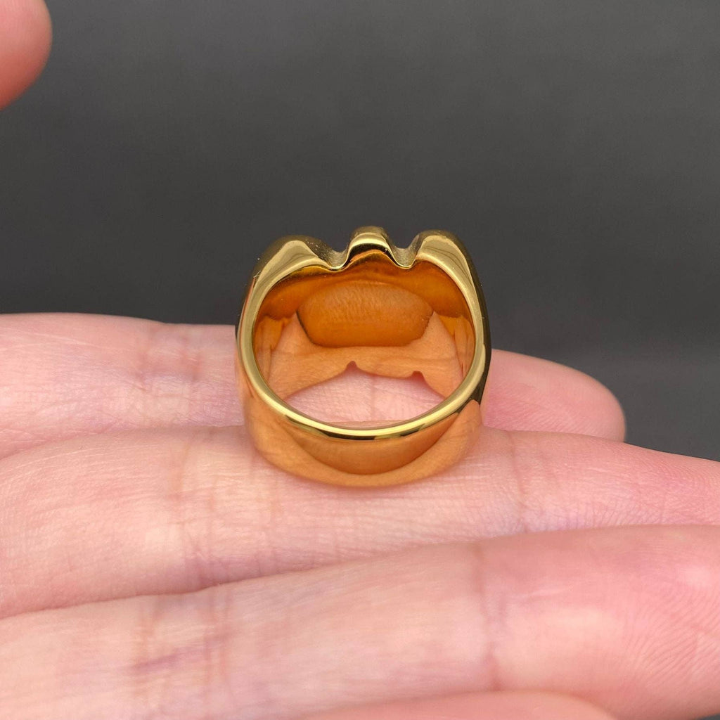 'NO' Glossy 18K Gold Plated Stainless Steel Ring - FGS