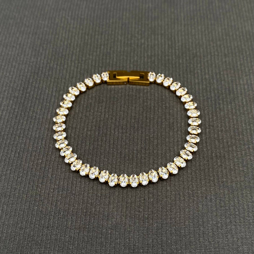 Sparkling Zircon Inlaid 18K Gold Plated SS Bracelet - FGS