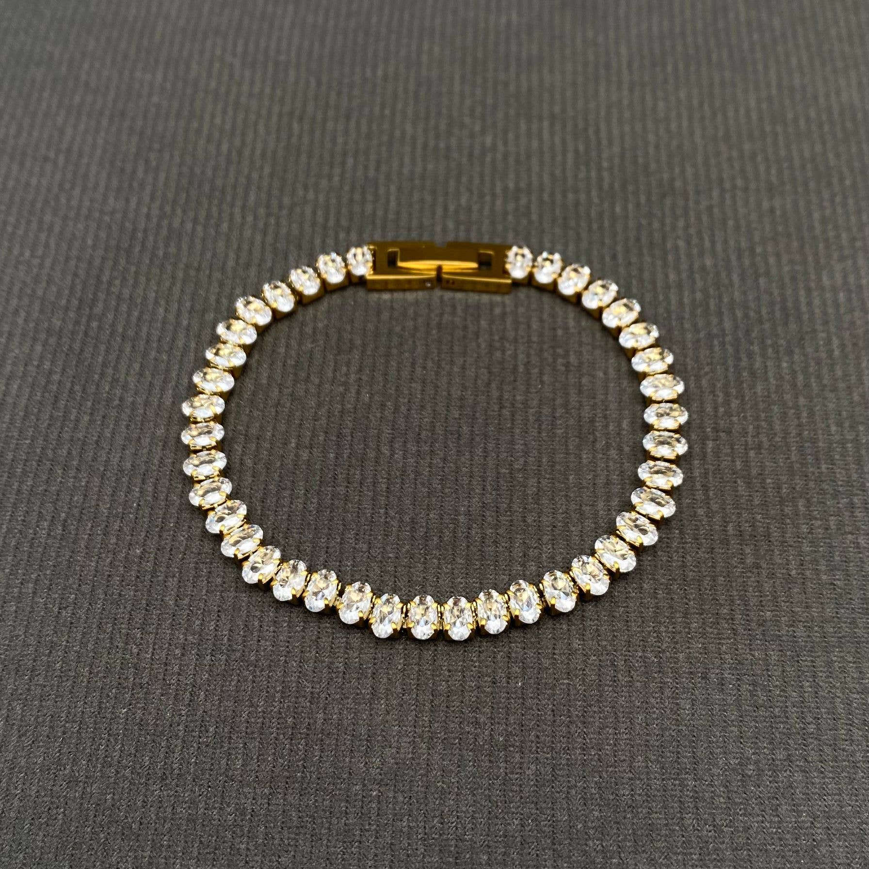 Sparkling Zircon Inlaid 18K Gold Plated SS Bracelet - FGS