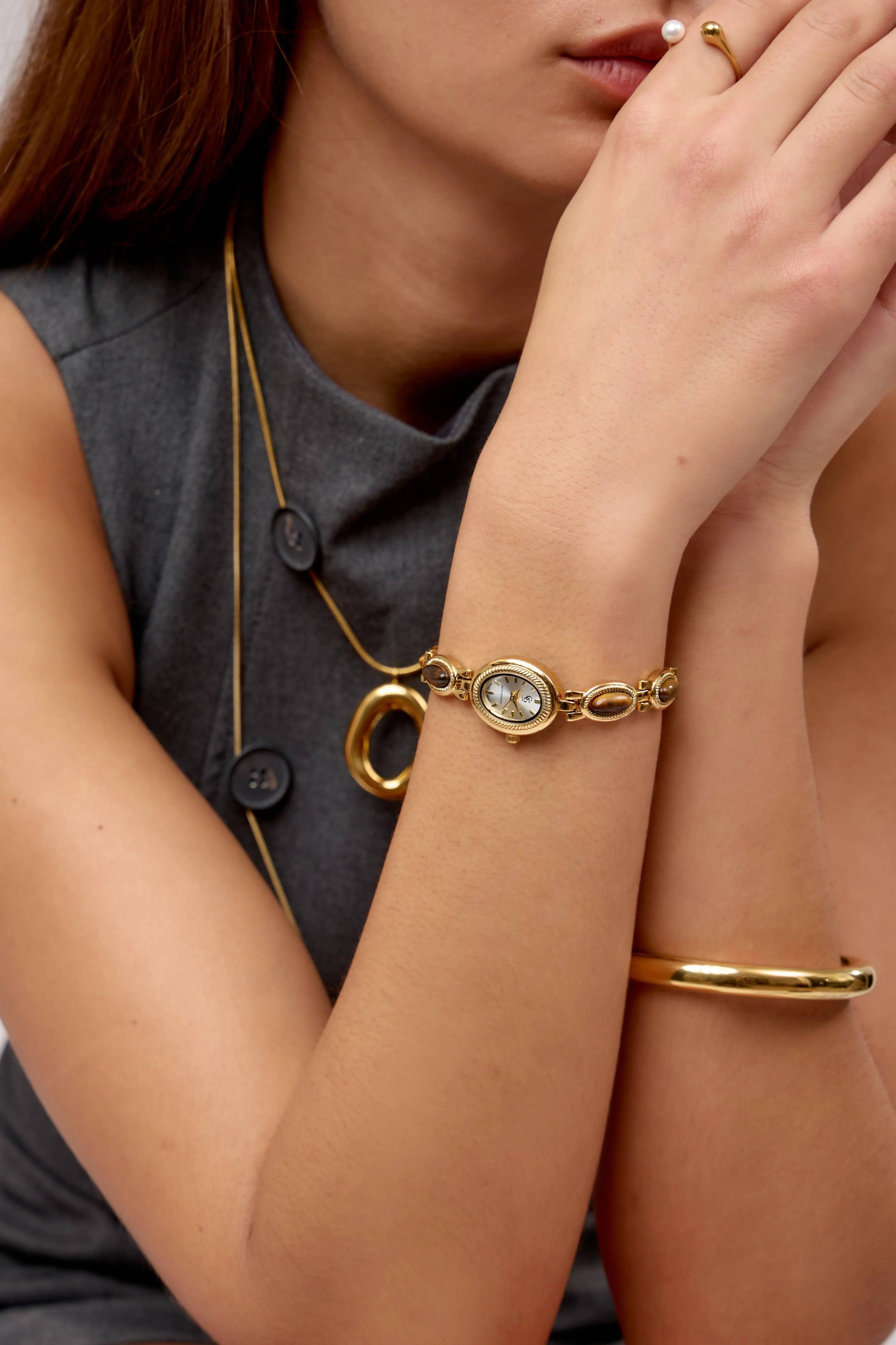 Solange Watch | Gold - Tiger's Eye