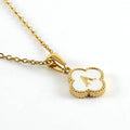 Clover Shell Initial Charm 18K Golden S.Steel Necklace - FGS