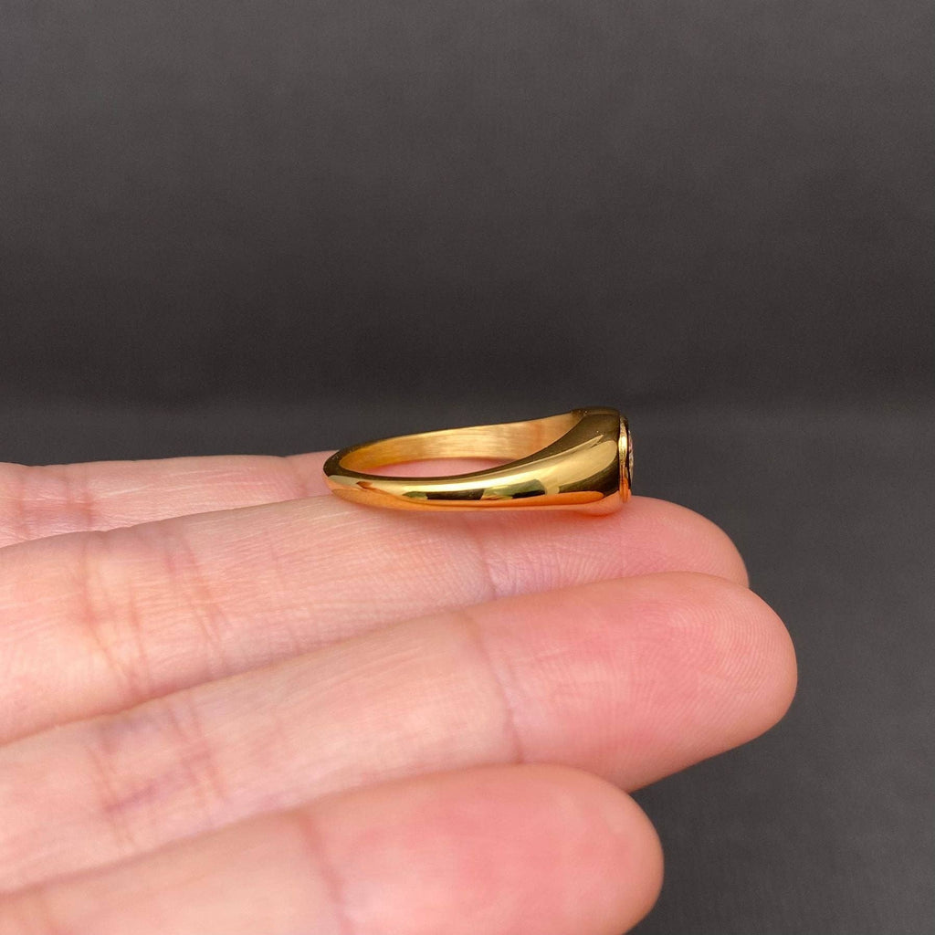 Heart Zircon Inlaid 18K Gold Plated S.Steel Ring - FGS