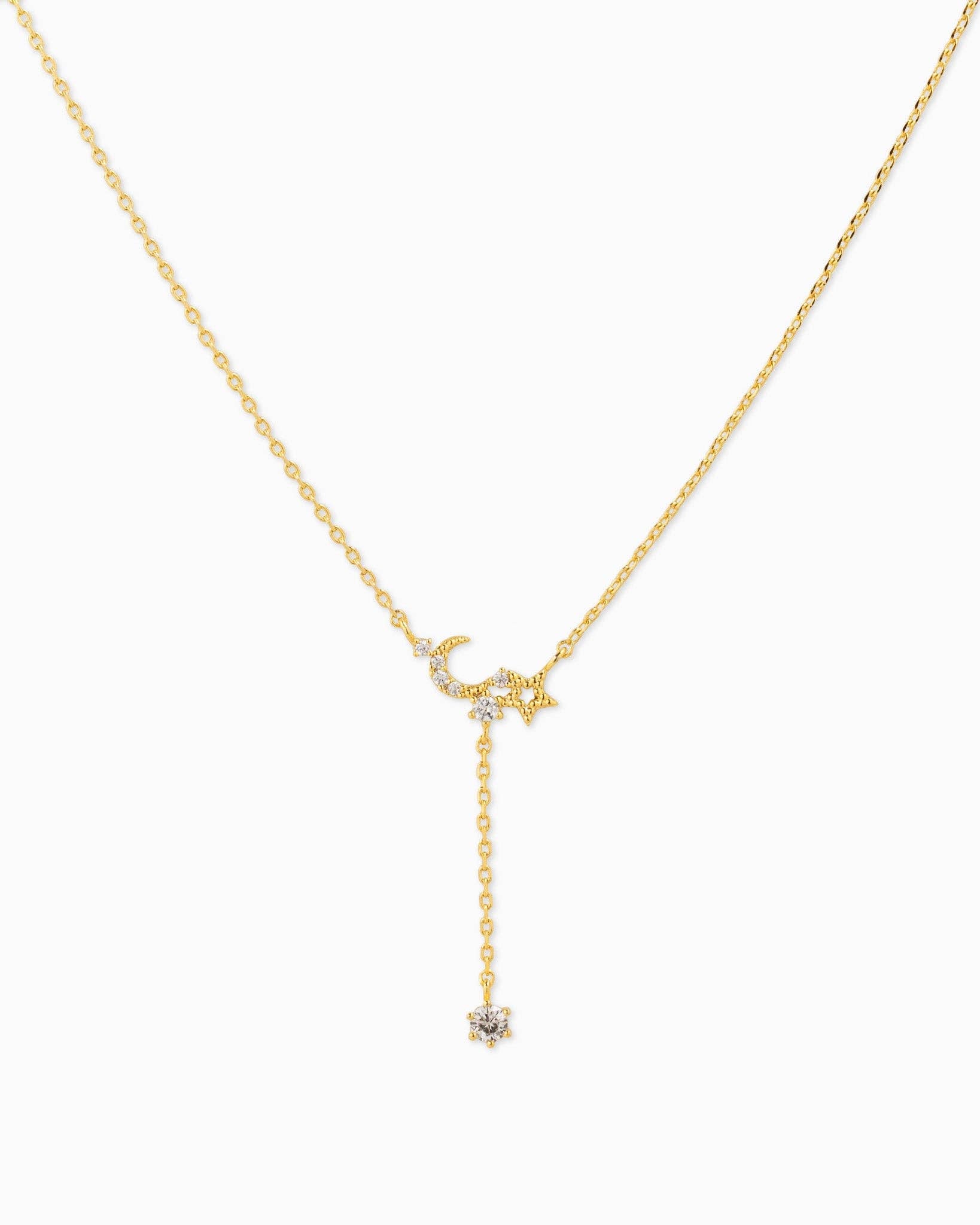 Dainty Moon Star Y-Drop Necklace
