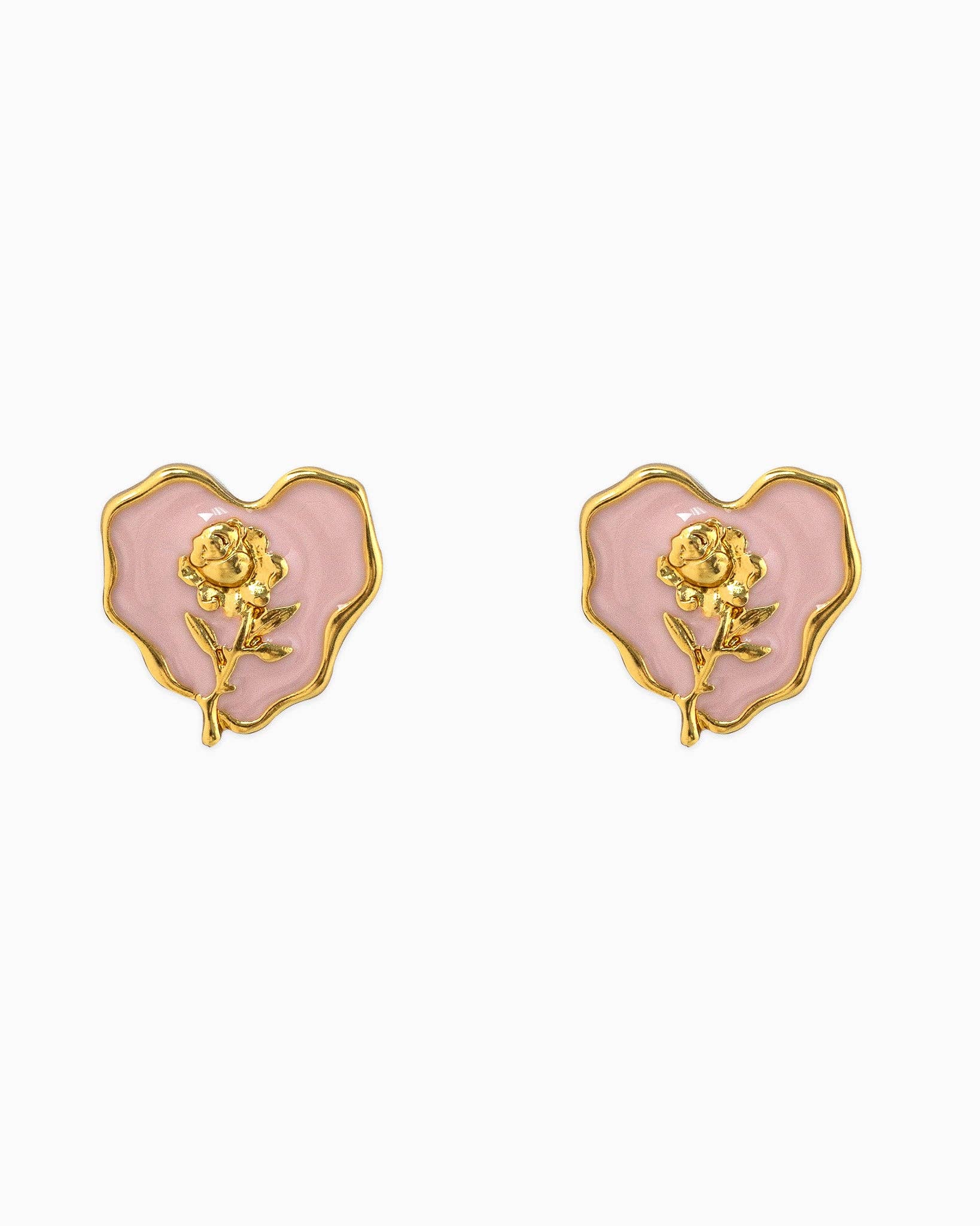 Once Upon a Rose Heart Stud Earrings