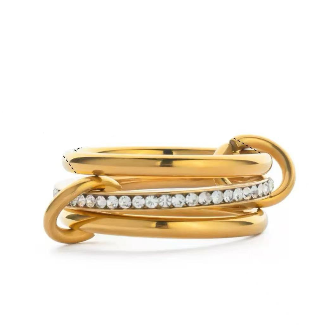 Gold Pave Stacker Ring Waterproof