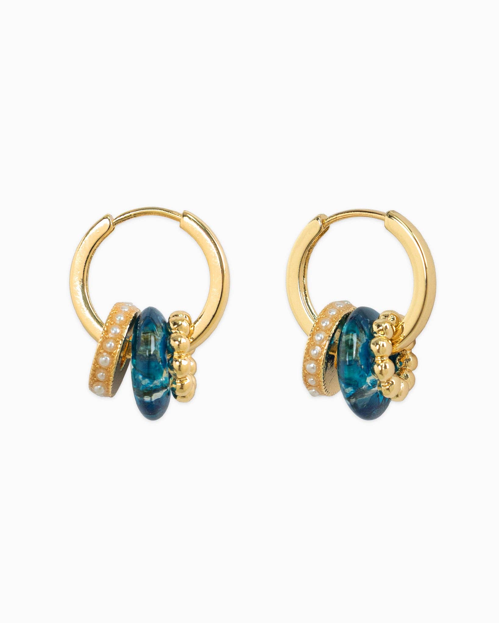 Blossom Rondelle Pearl Hoop Earrings