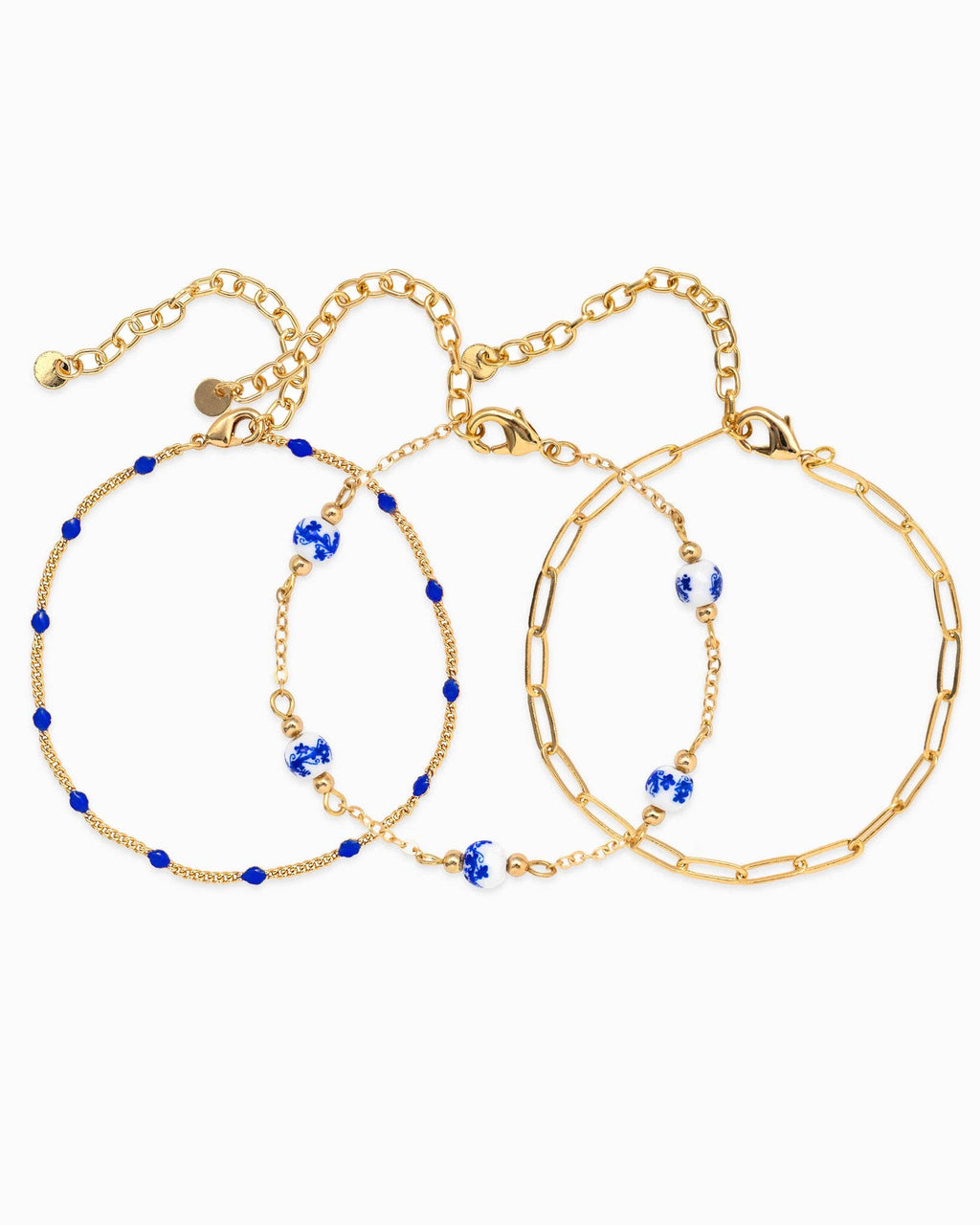 Ceramic and Chain Bead Mix Bracelets Set of 3