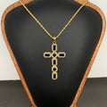 Zircon Inlaid Cross 18K Gold Plated S.Steel Necklace - FGS