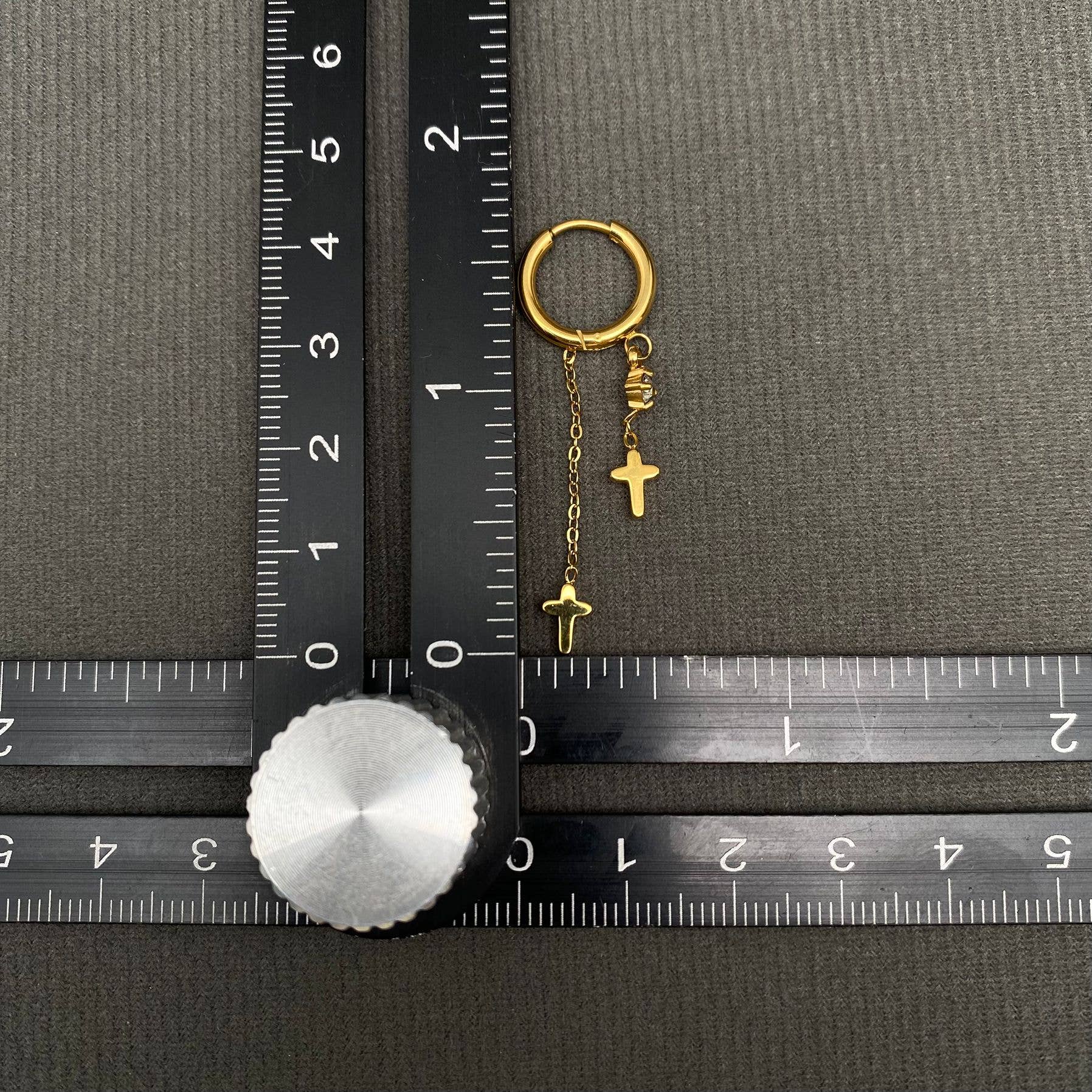 Double Cross 18K Gold Plated S.Steel Huggie Earrings - FGS