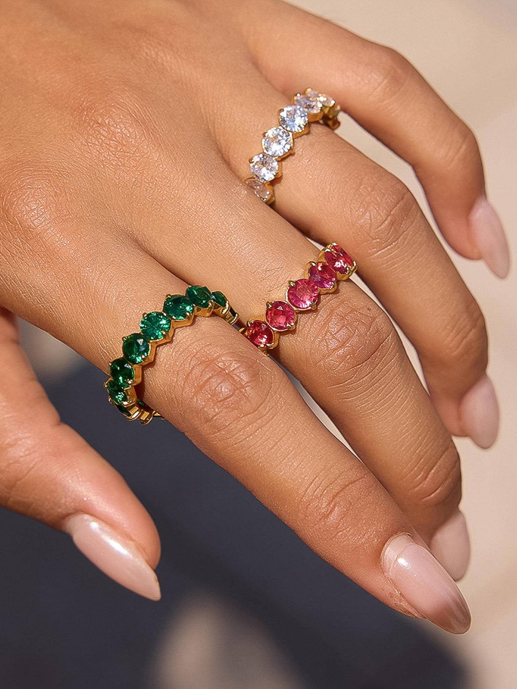 Veloura 18K Gold Non-Tarnish CZ Eternity Ring