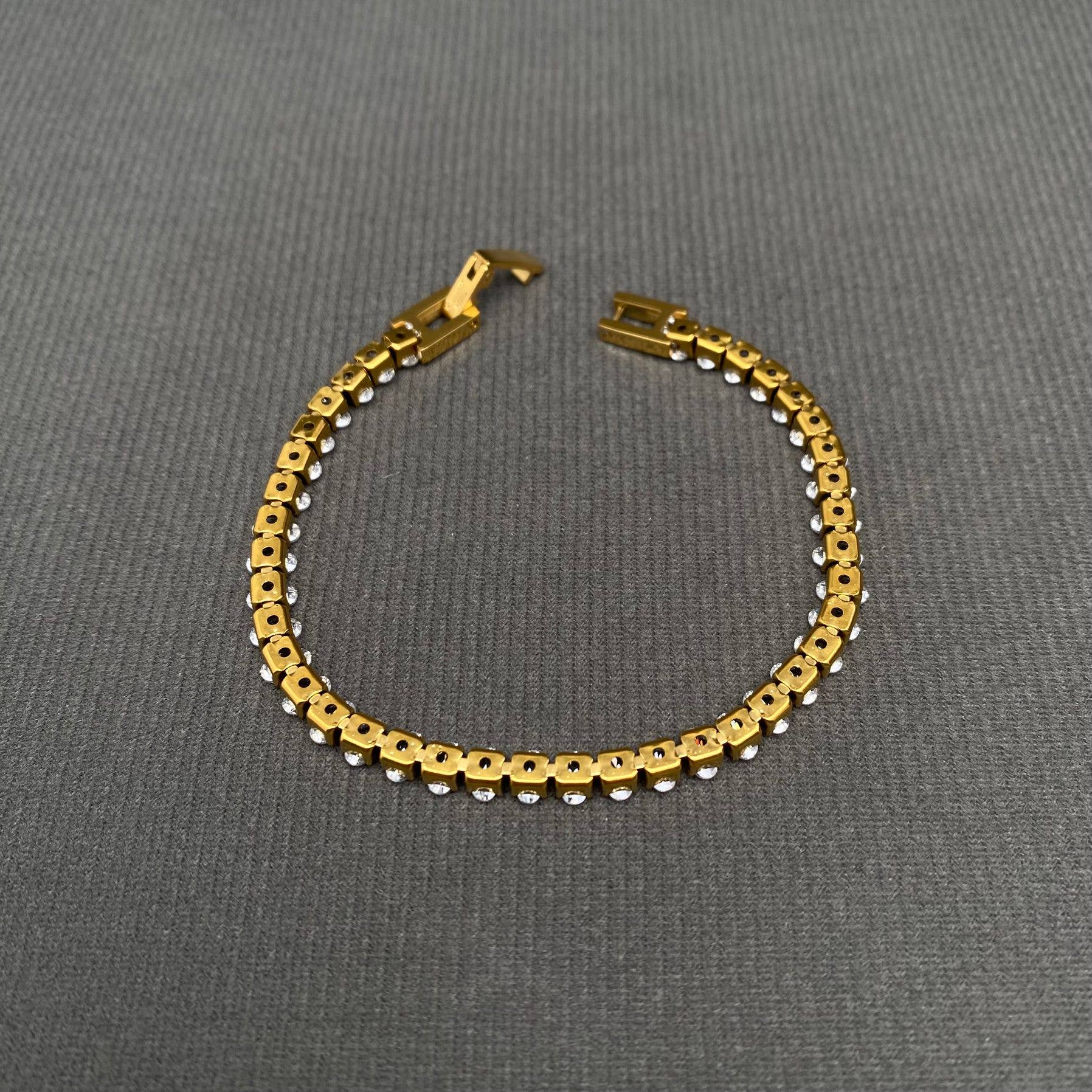 Sparkling Zircon Inlaid 18K Gold Plated SS Bracelet - FGS