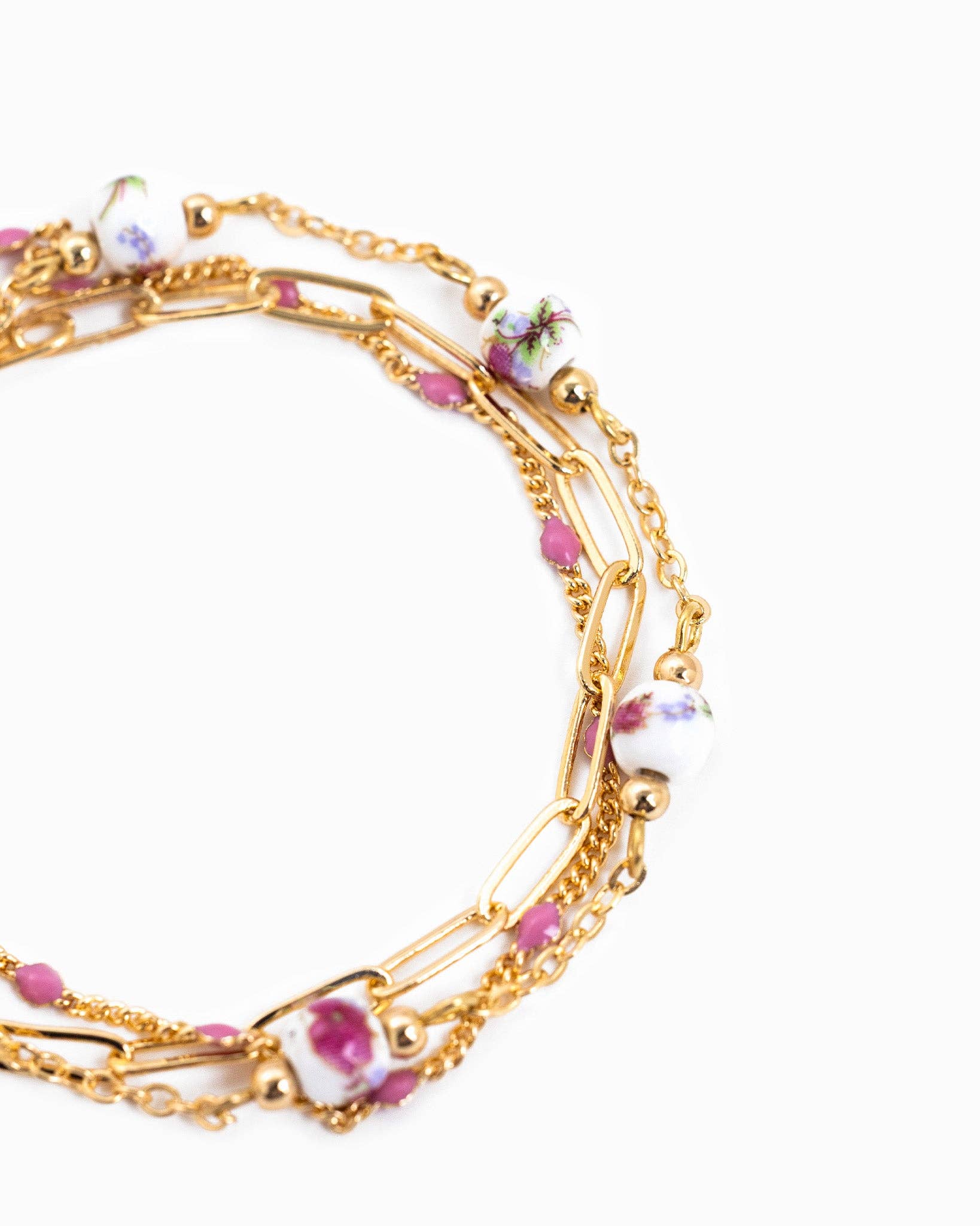 Ceramic and Chain Bead Mix Bracelets Set of 3