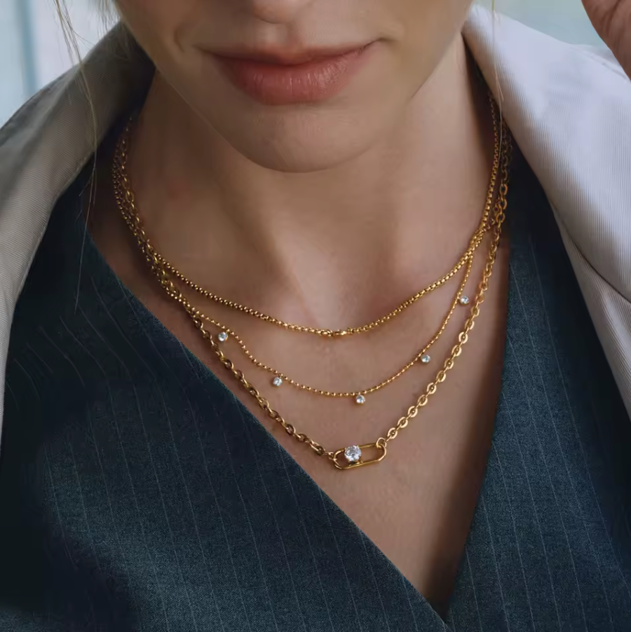 Bold Link Layered Necklace Water Resistant