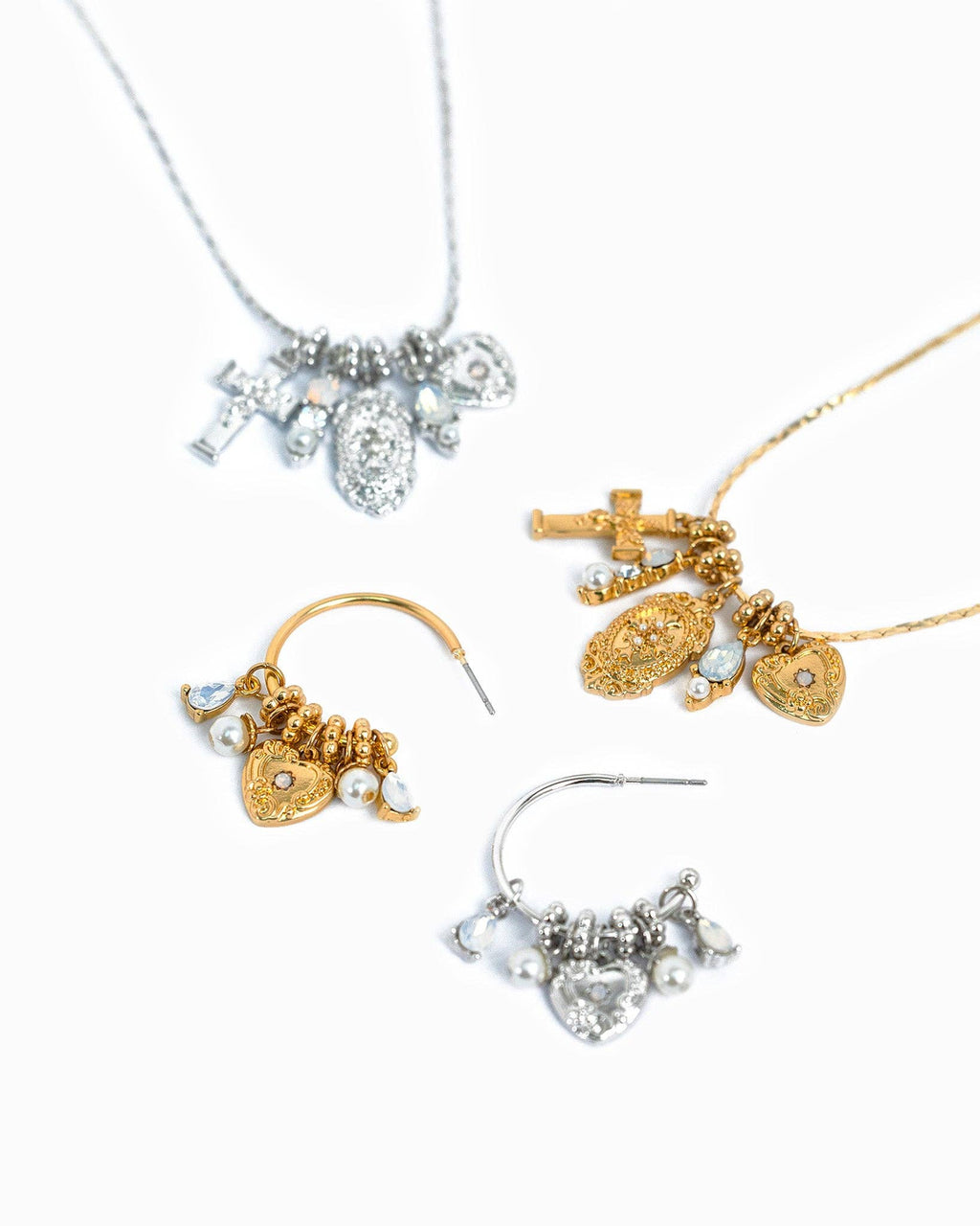 Saintly Cross Heart Charm Necklace
