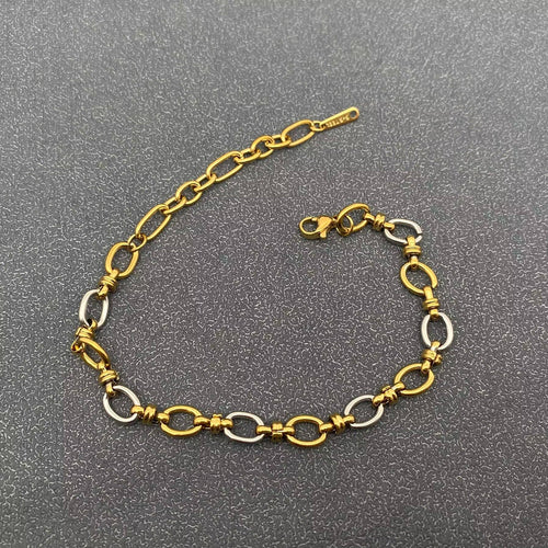 18K Gold Plated SS Two Tone O-shaped Chain bracelets - FGS