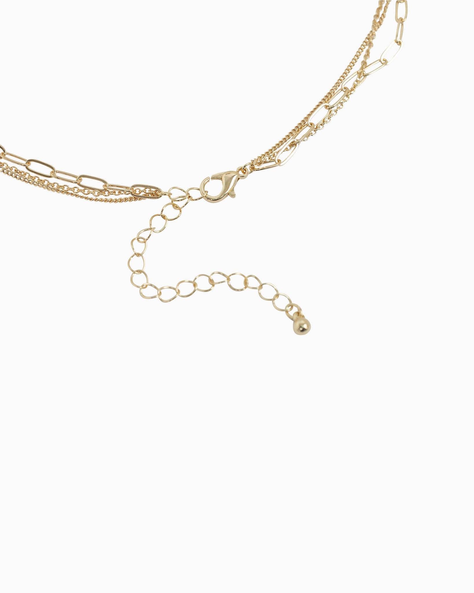 Beach Mode Coastal Salty Triple Layered Gold Fish Shell Necklace