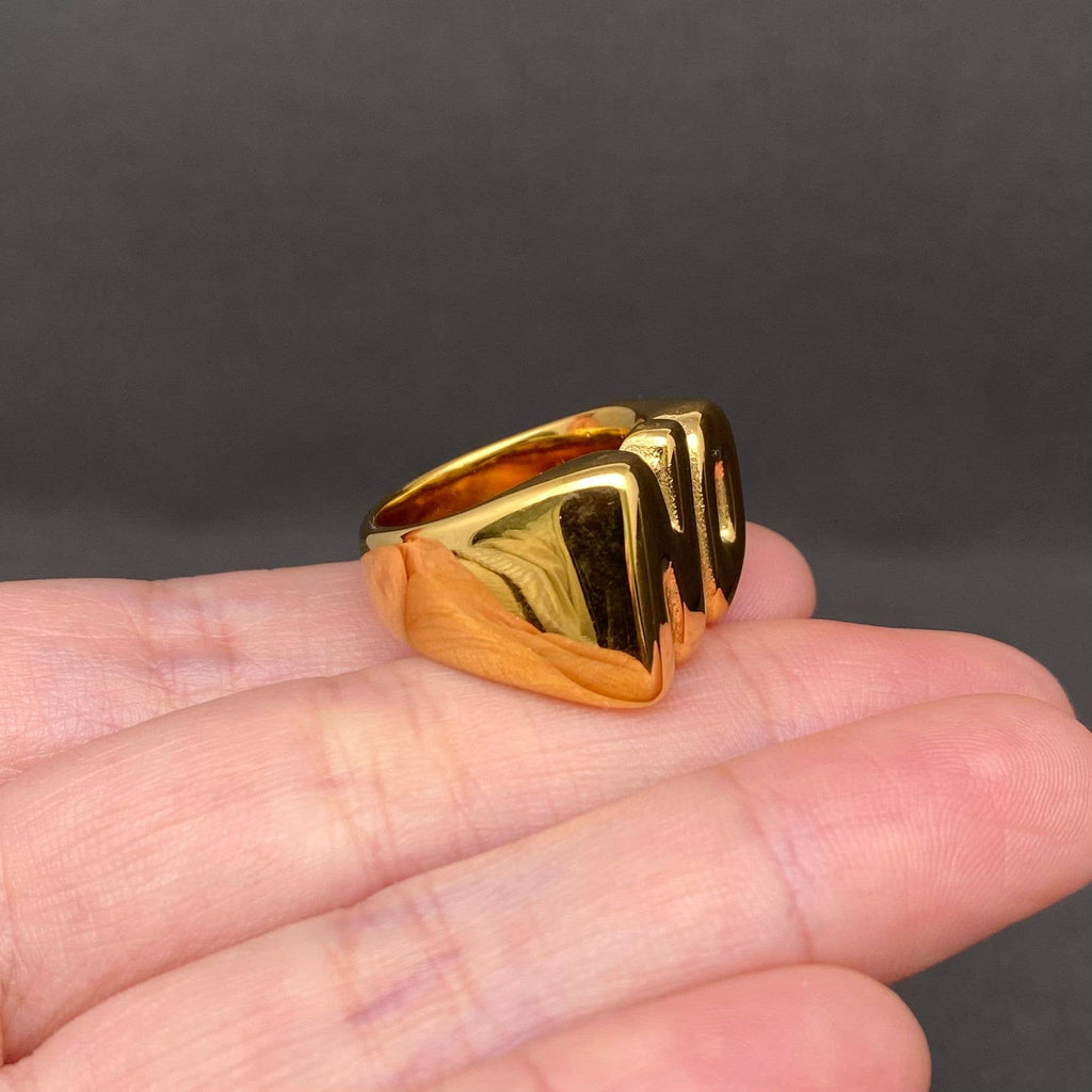 'NO' Glossy 18K Gold Plated Stainless Steel Ring - FGS