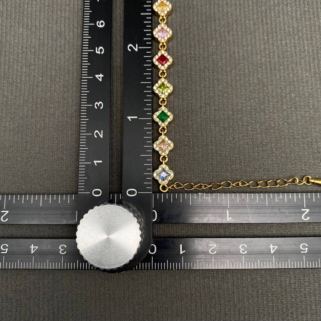 Colored Geometric Zircon 18K Gold Plated SS Bracelet - FGS