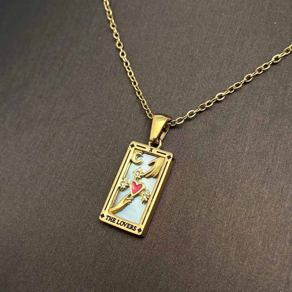 Star Moon Tarot 18K Gold Plated Steel Necklace - FGS/MS