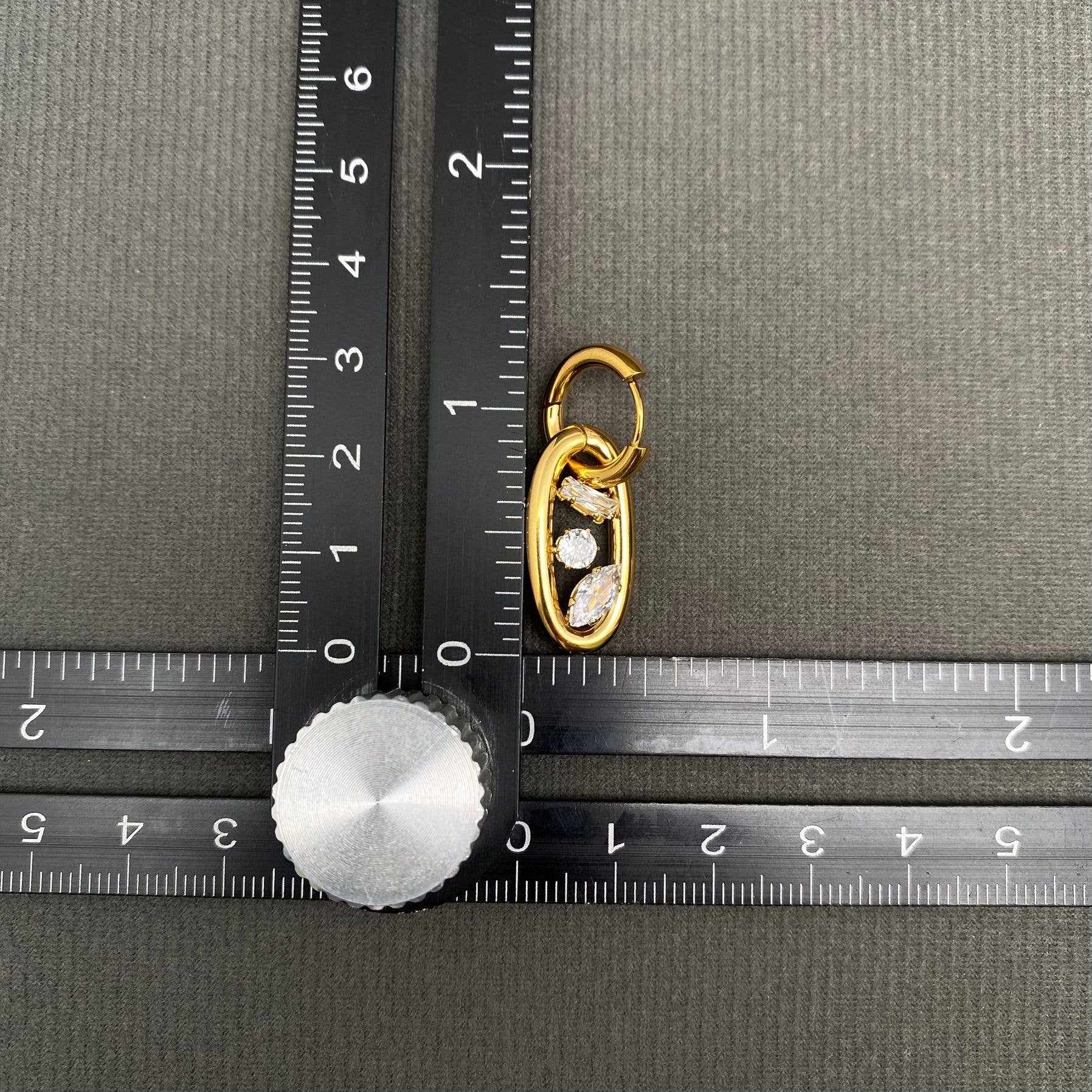 Geometric Zircon 18K Gold Plated S.Steel Huggie Earrings - FGS