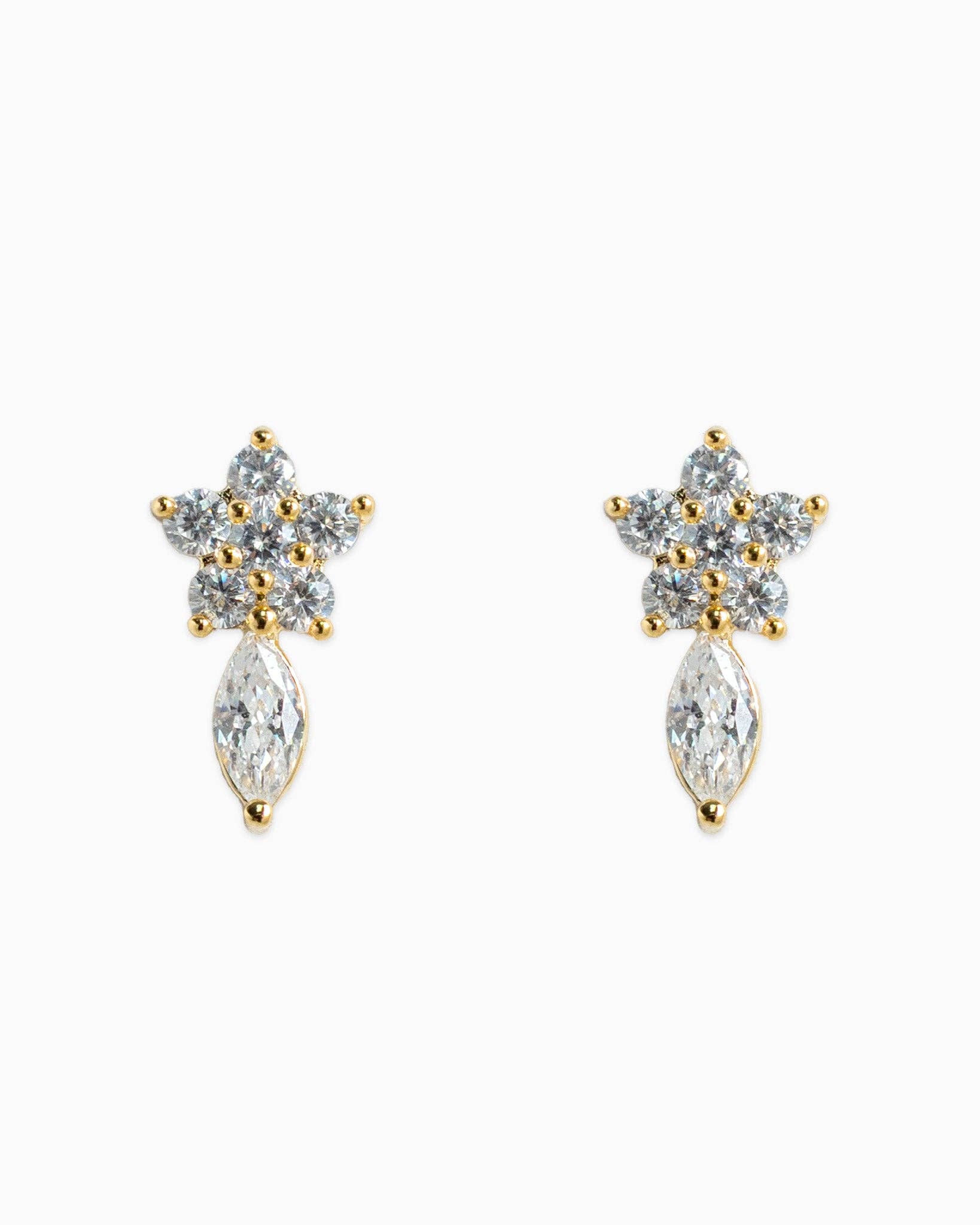 CZ Flower Marquise Crystal Earrings