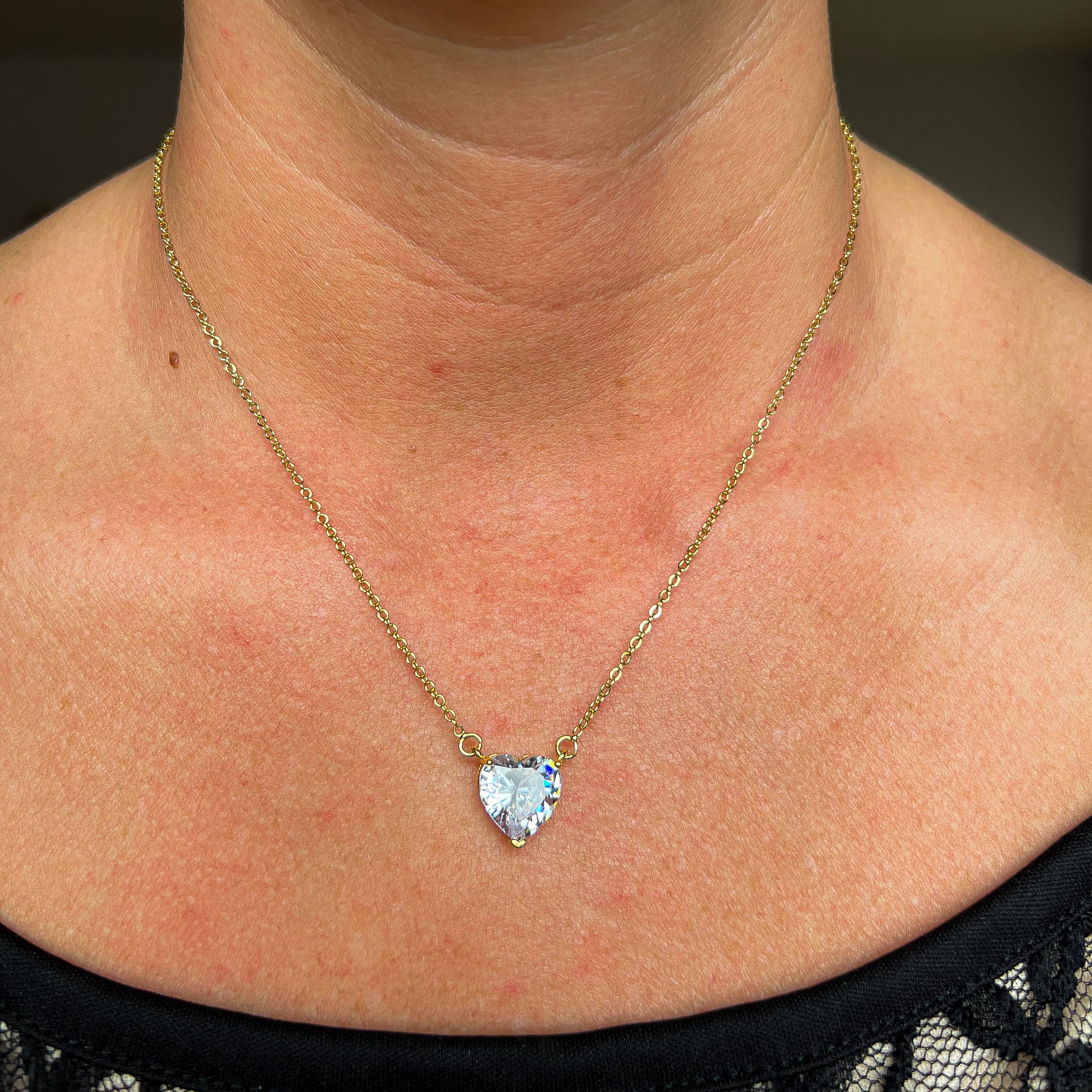 Heart CZ Gold Necklace