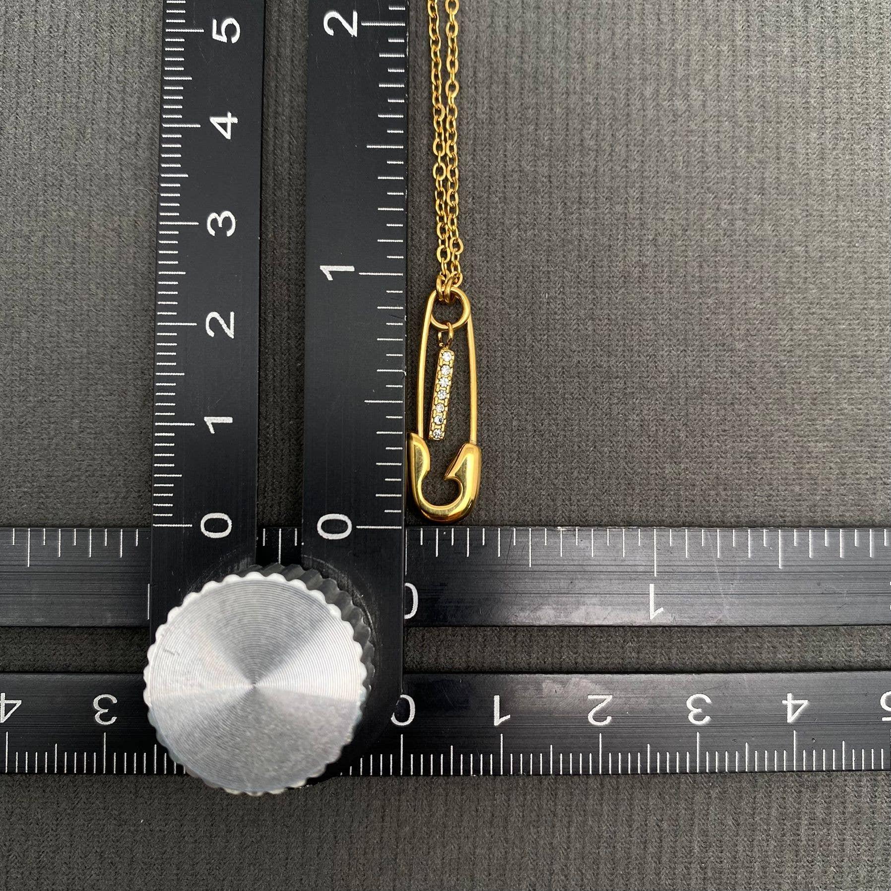 Double Pin Charm 18K Gold Plated S.Steel Necklace - FGS