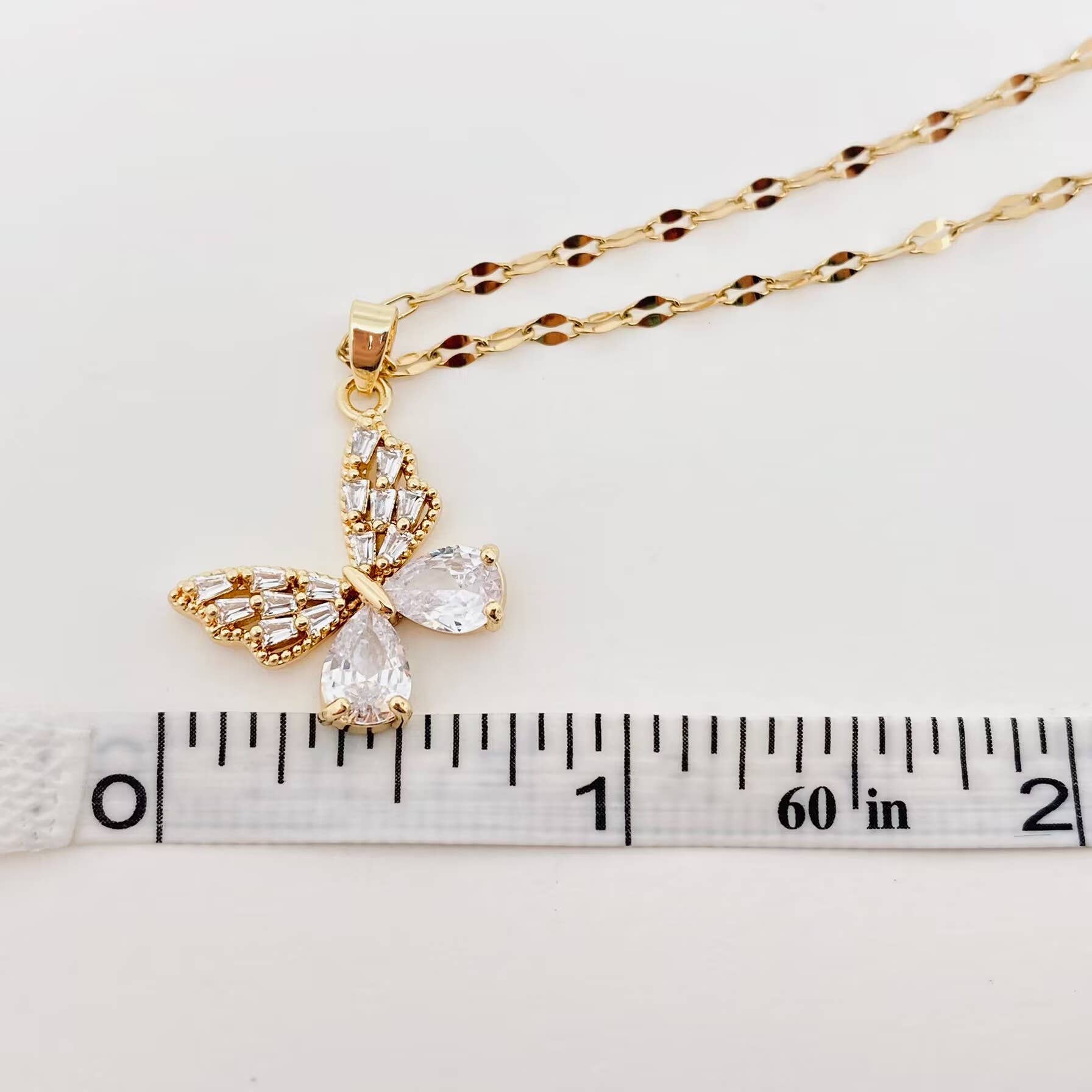Cubic Zirconia 18K Gold-plated Butterfly Necklace - FGS