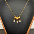 Zircon Inlaid Ring Charm 18K Gold Plated SS Necklace - FGS
