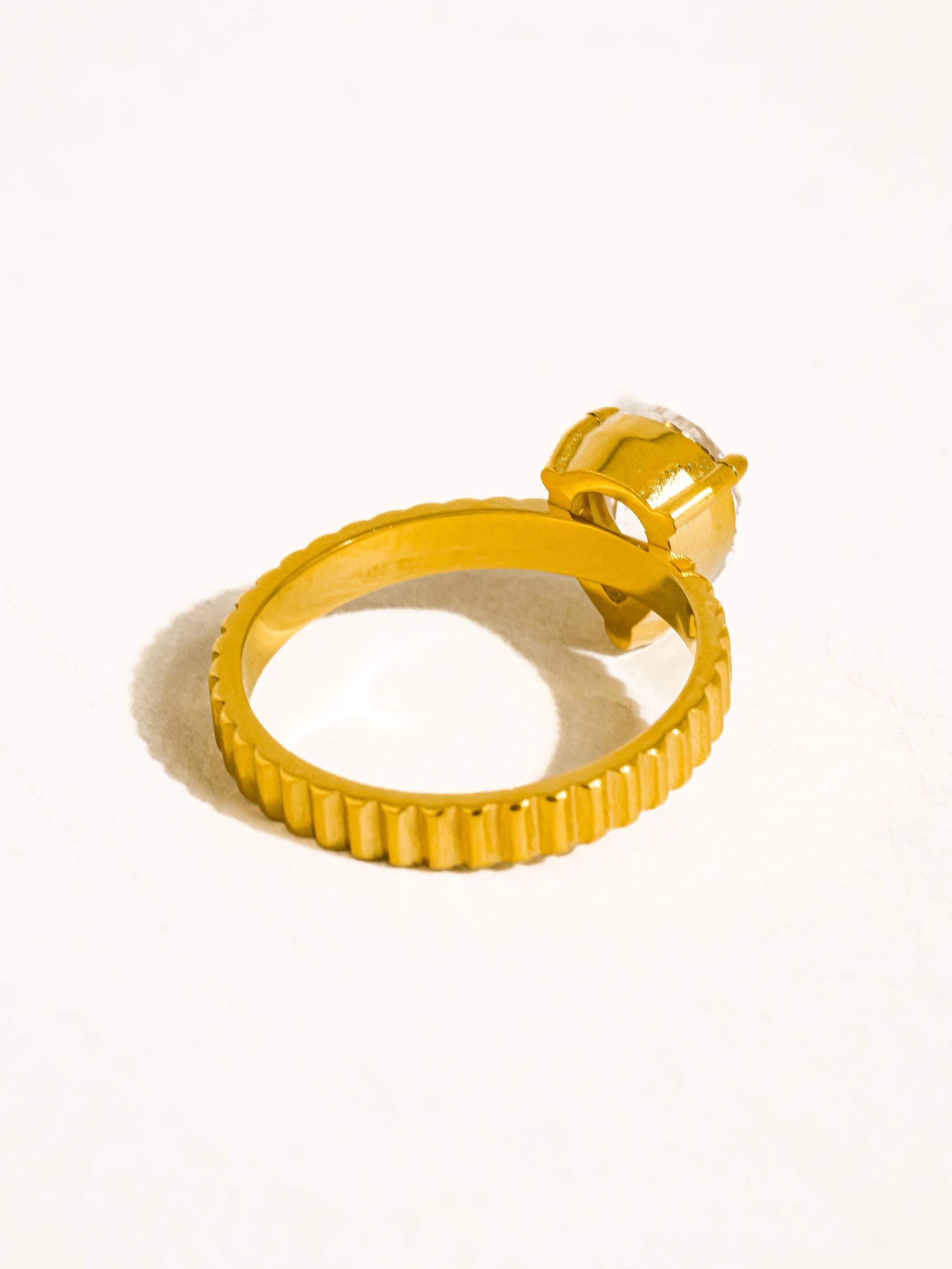 Emberlace 18K Gold Non-Tarnish Statement Pear Stone Ring