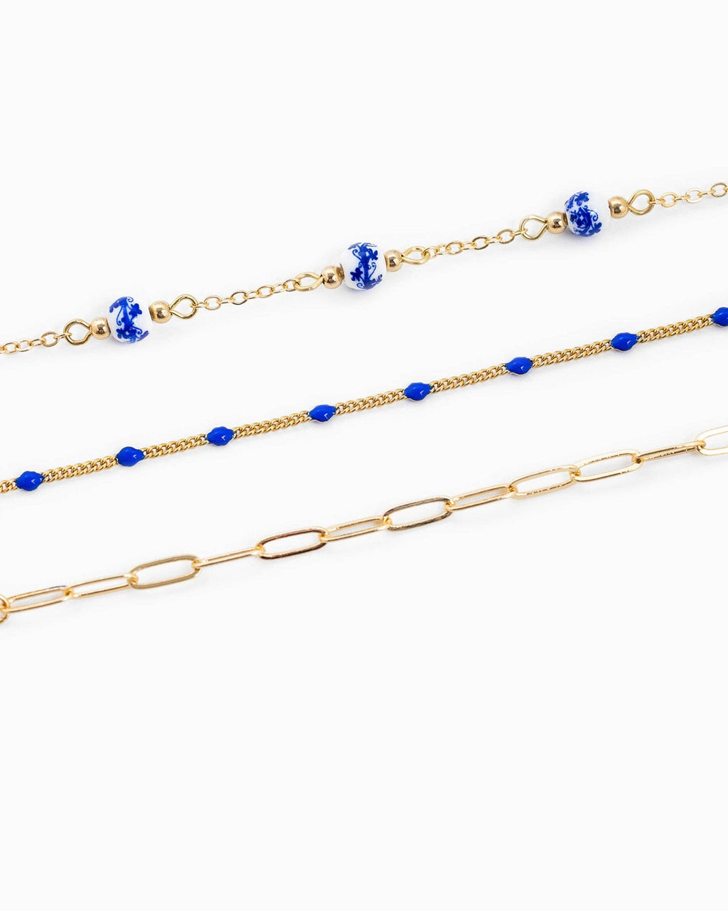 Ceramic and Chain Bead Mix Bracelets Set of 3