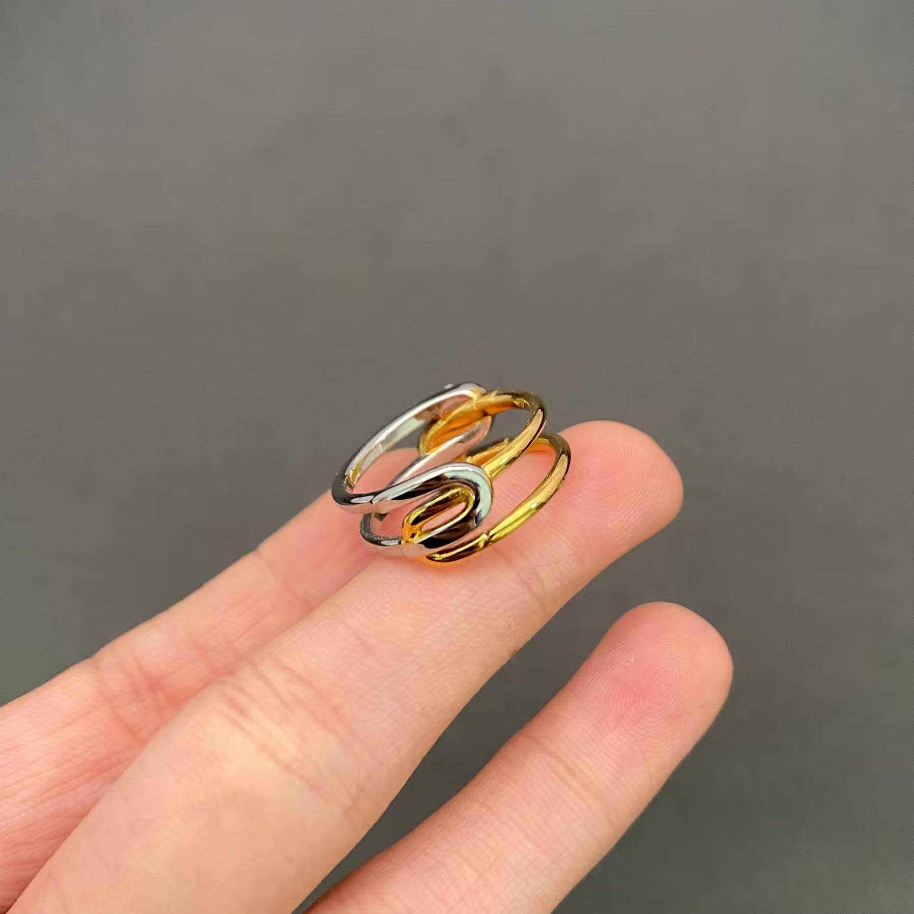 Cubic Zirconia Two Tone 18K Gold Plated S.Steel Ring - FGS