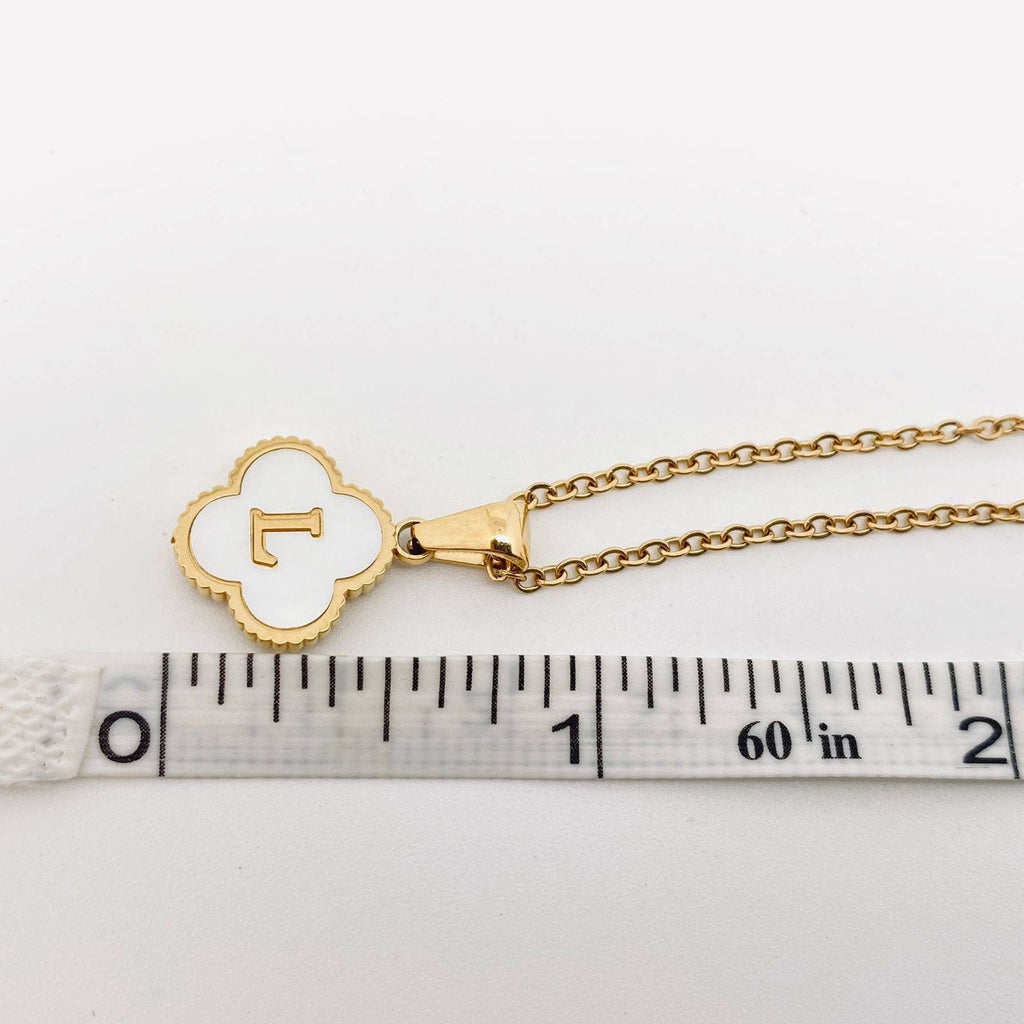Clover Shell Initial Charm 18K Golden S.Steel Necklace - FGS
