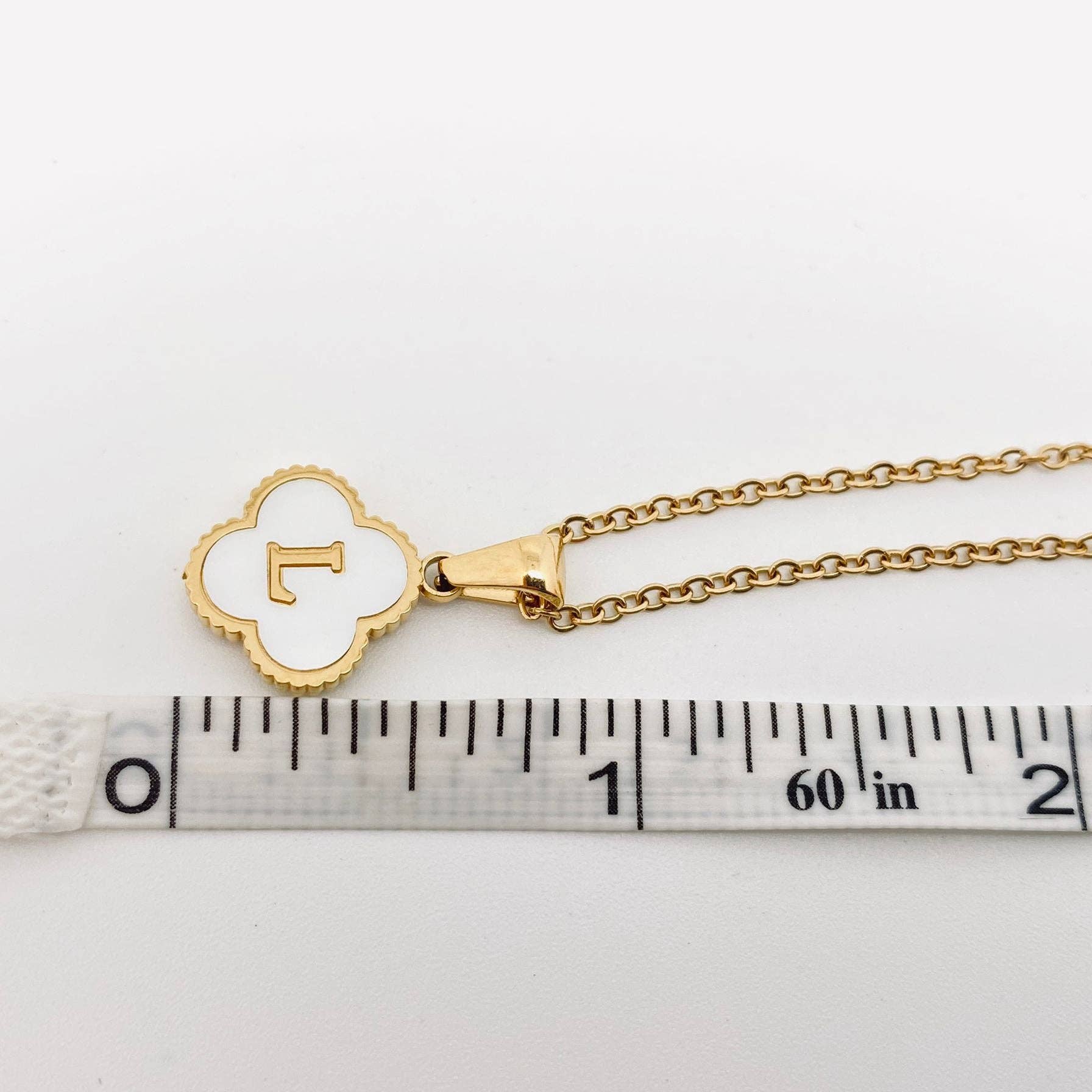 Clover Shell Initial Charm 18K Golden S.Steel Necklace - FGS