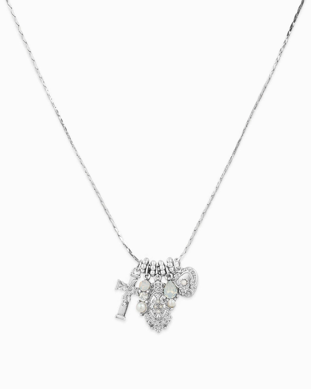 Saintly Cross Heart Charm Necklace