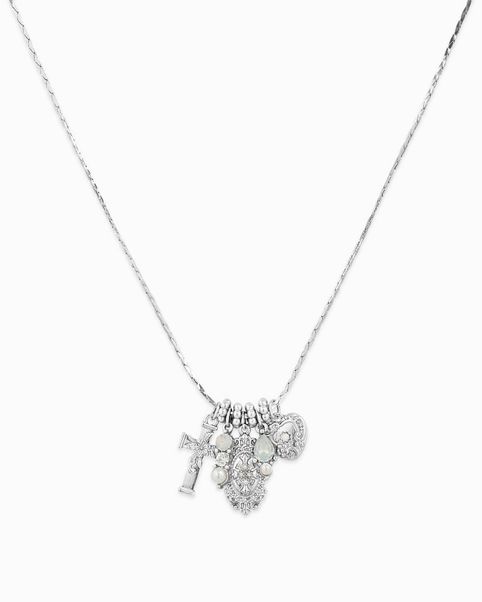 Saintly Cross Heart Charm Necklace