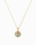 Green Coin Flower Pendant Necklace