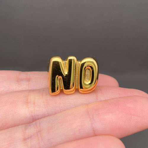 'NO' Glossy 18K Gold Plated Stainless Steel Ring - FGS