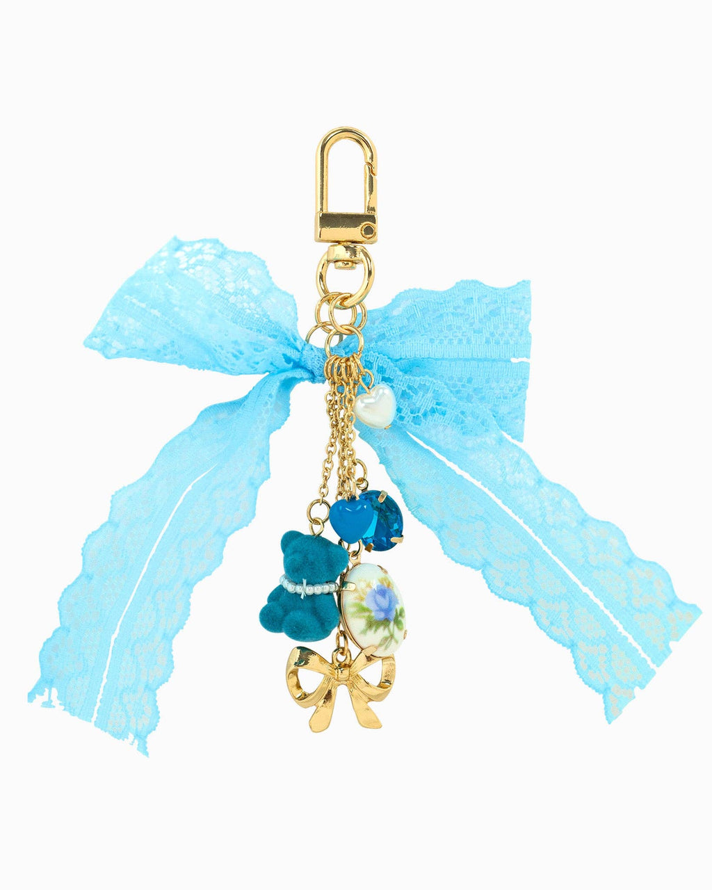 Blue Lace Bow Bear Rose Bag Charrm