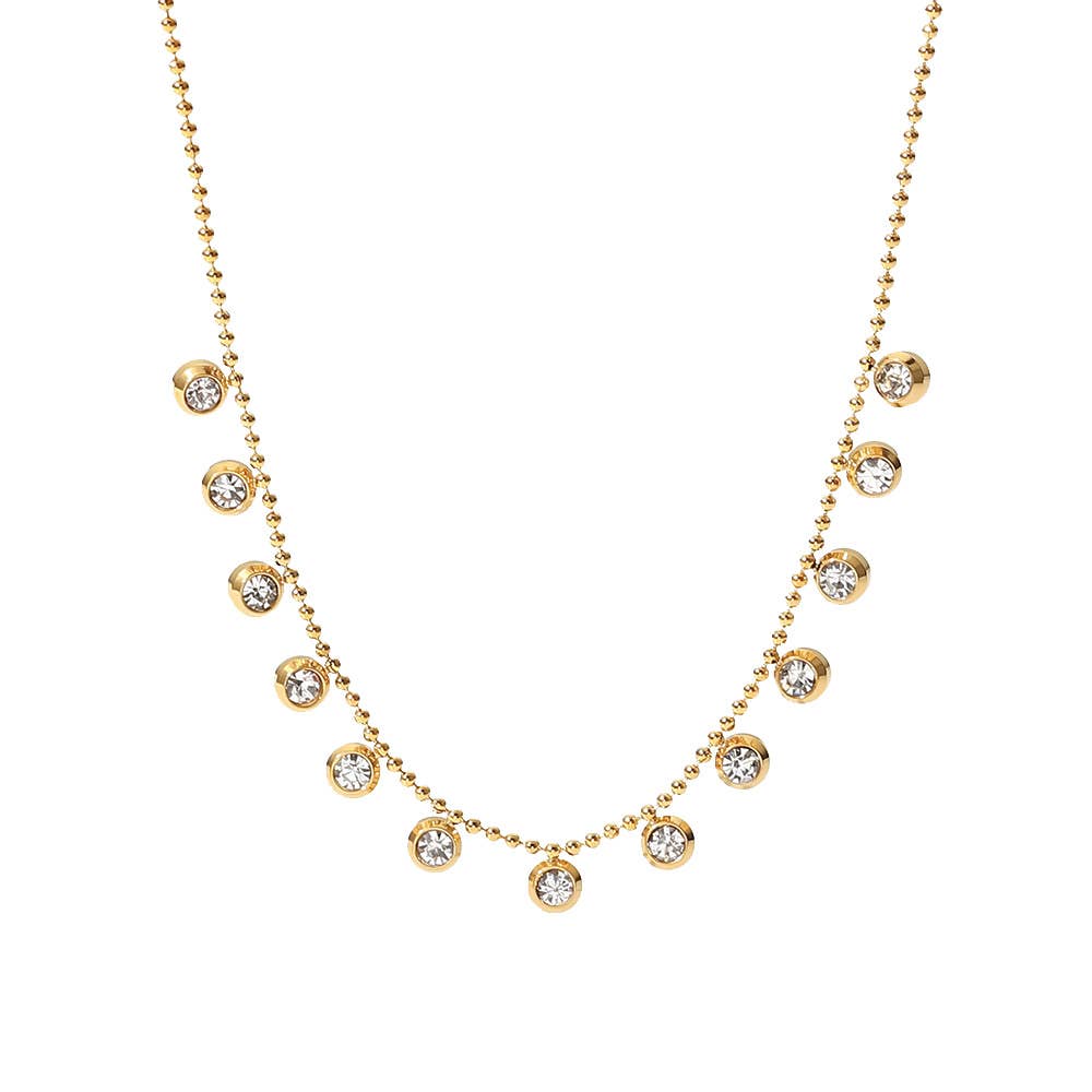 Bezel Drop Necklace- Water Resistant