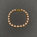 Pink Heart Zircon Linked 18K Gold Plated SS Bracelet - FGS
