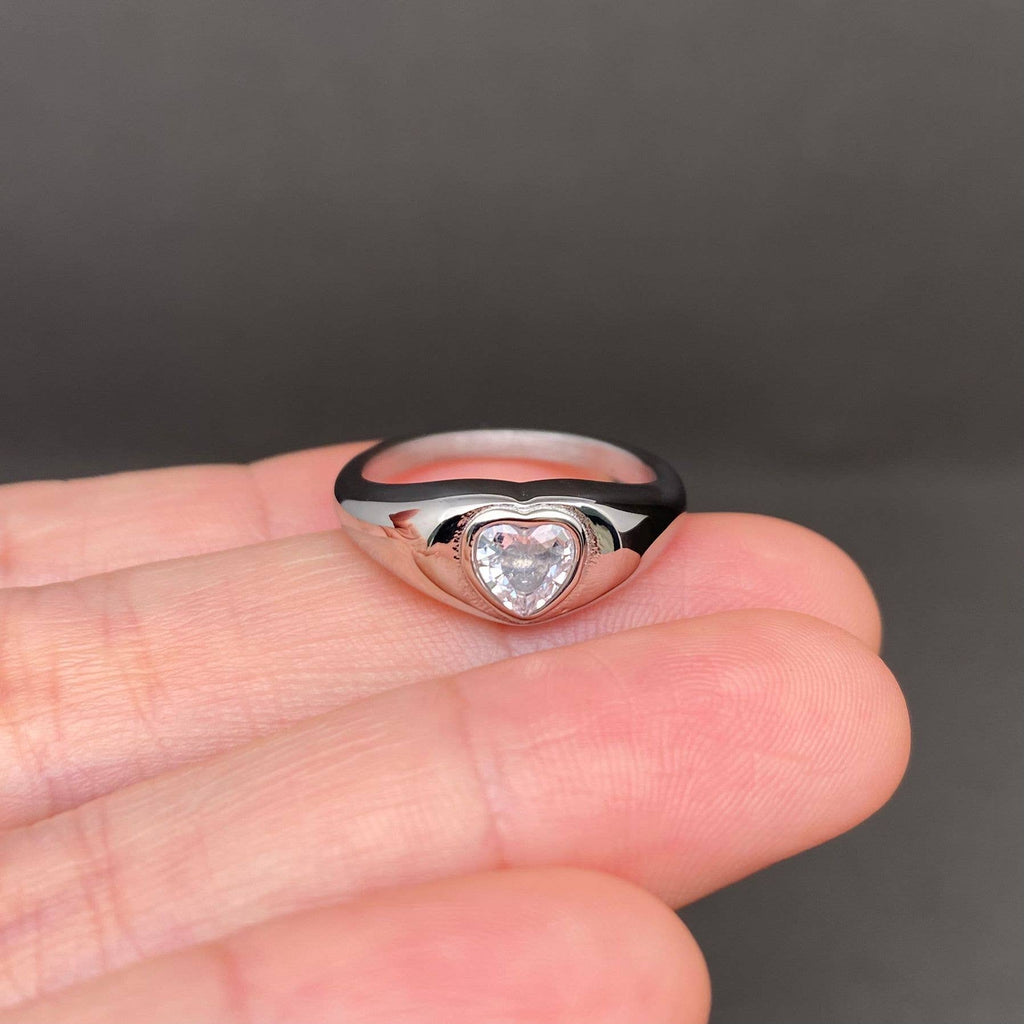 Heart Zircon Inlaid 18K Gold Plated S.Steel Ring - FGS