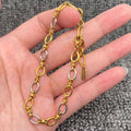 18K Gold Plated SS Two Tone O-shaped Chain bracelets - FGS