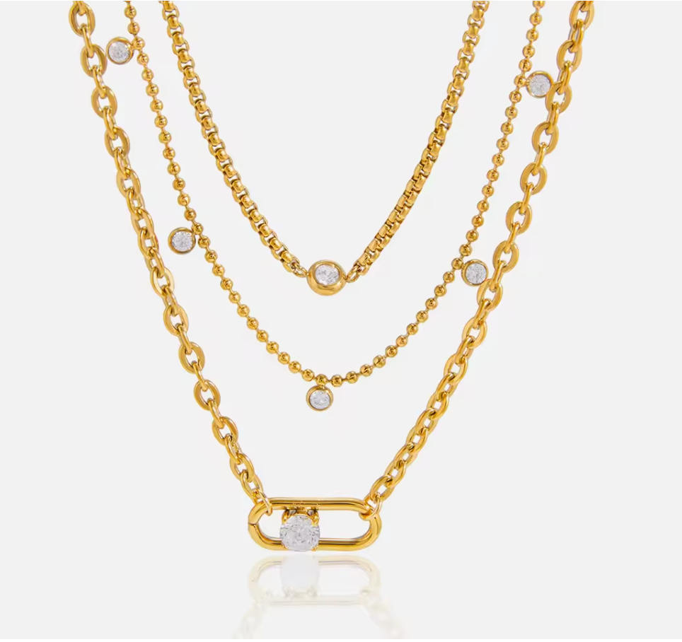 Bold Link Layered Necklace Water Resistant