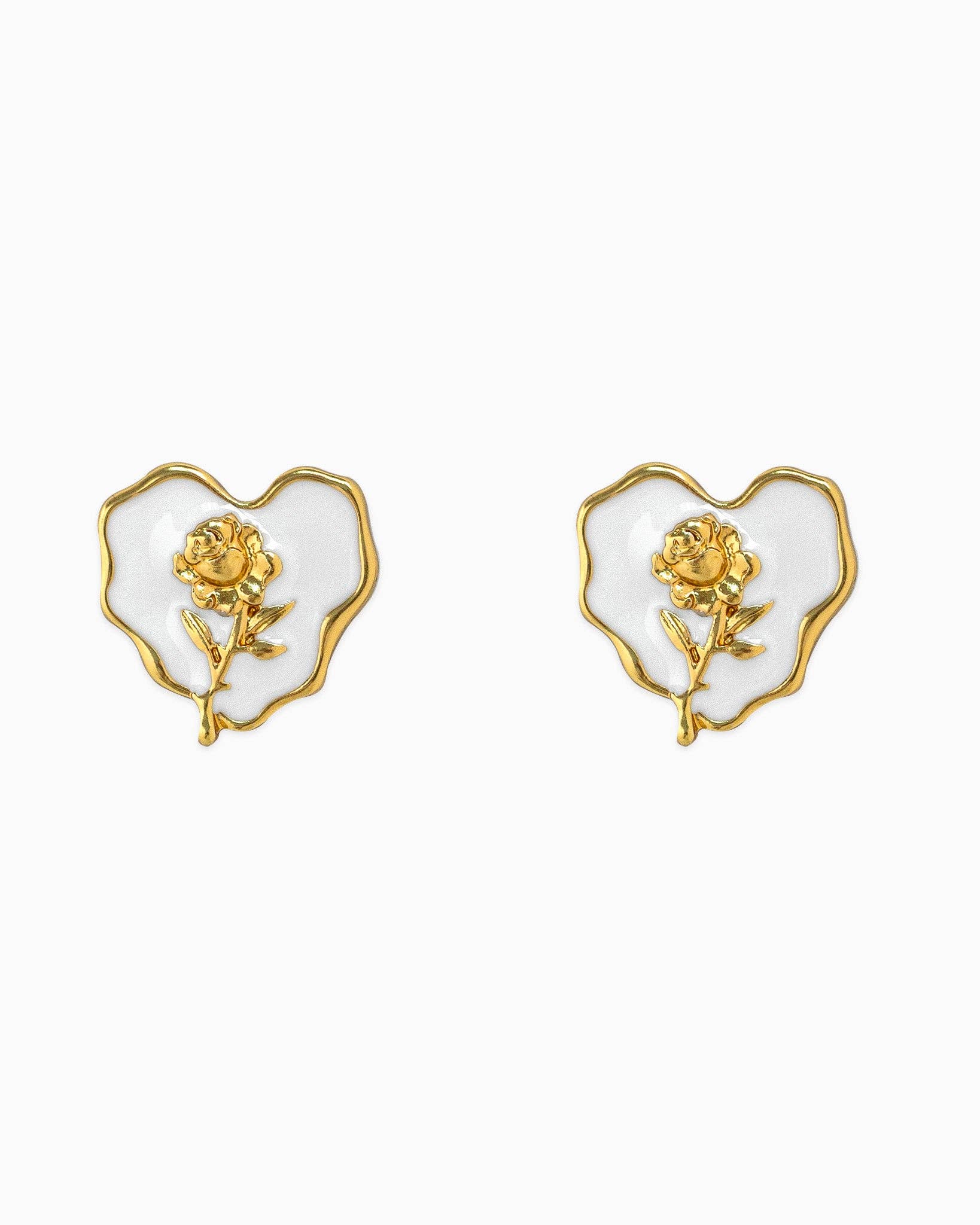Once Upon a Rose Heart Stud Earrings