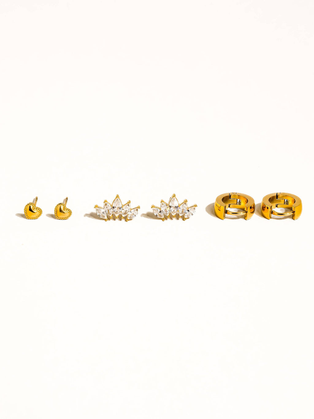 Anouk 18K Gold Non-Tarnish Hearts, Hoops &CZ Earring