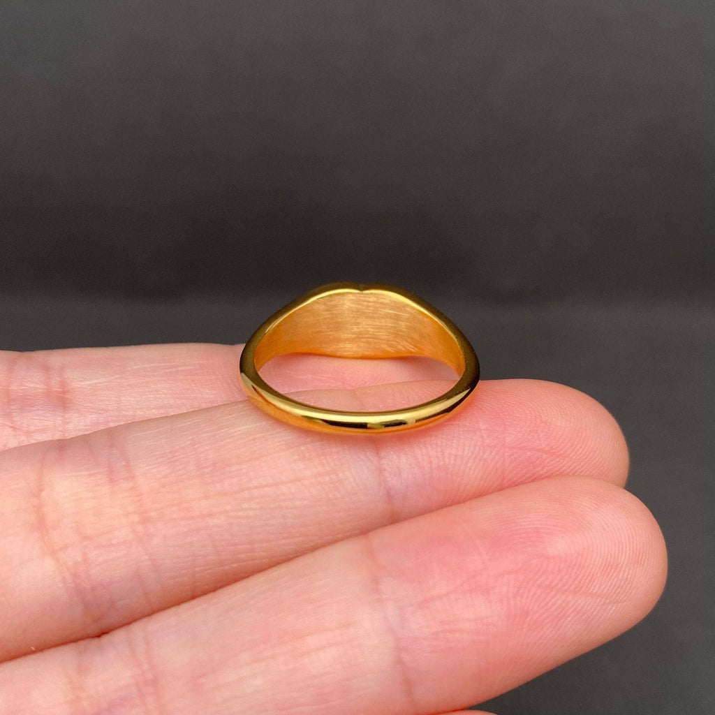 Heart Zircon Inlaid 18K Gold Plated S.Steel Ring - FGS