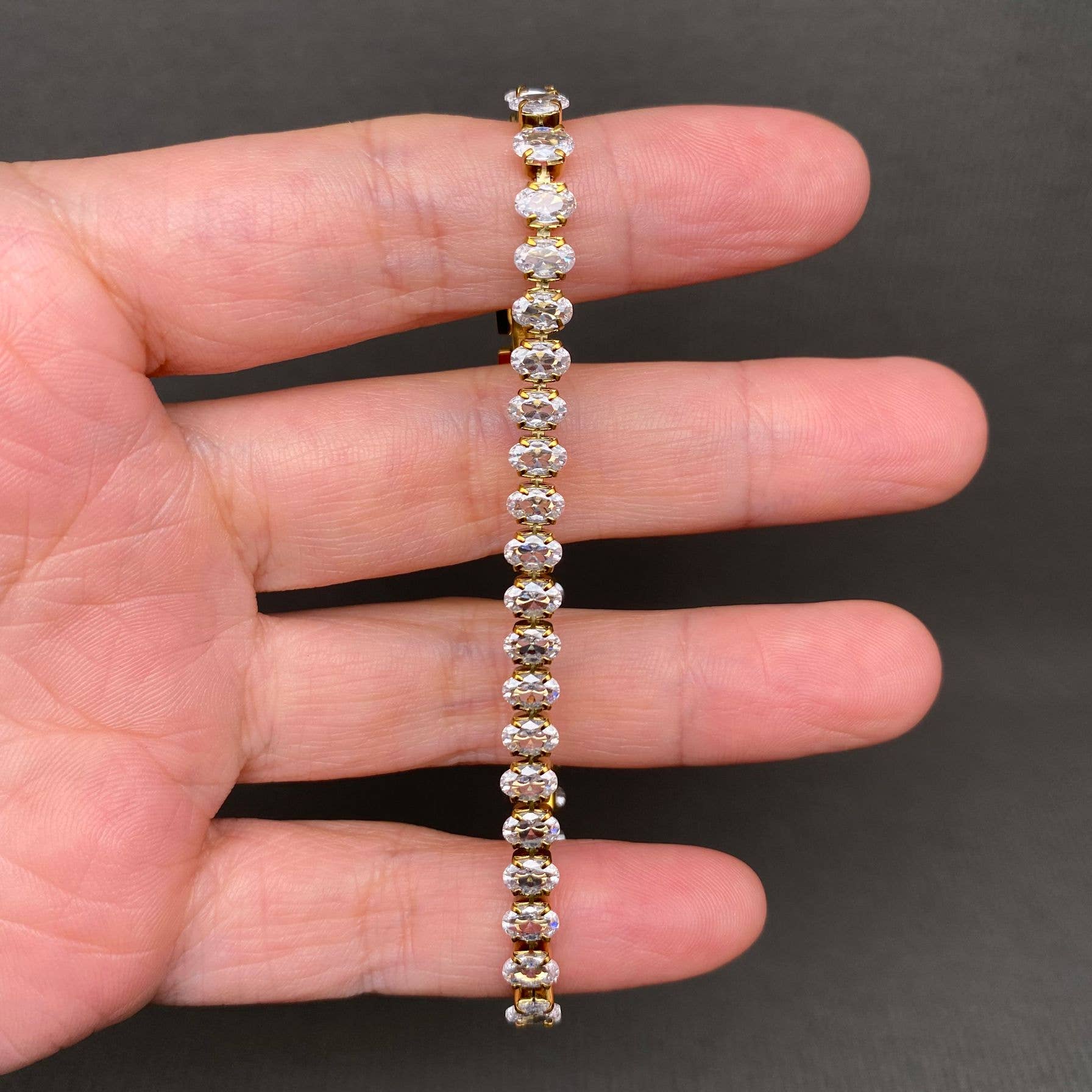 Sparkling Zircon Inlaid 18K Gold Plated SS Bracelet - FGS