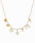 Pearl Flower Multi Charm Necklace